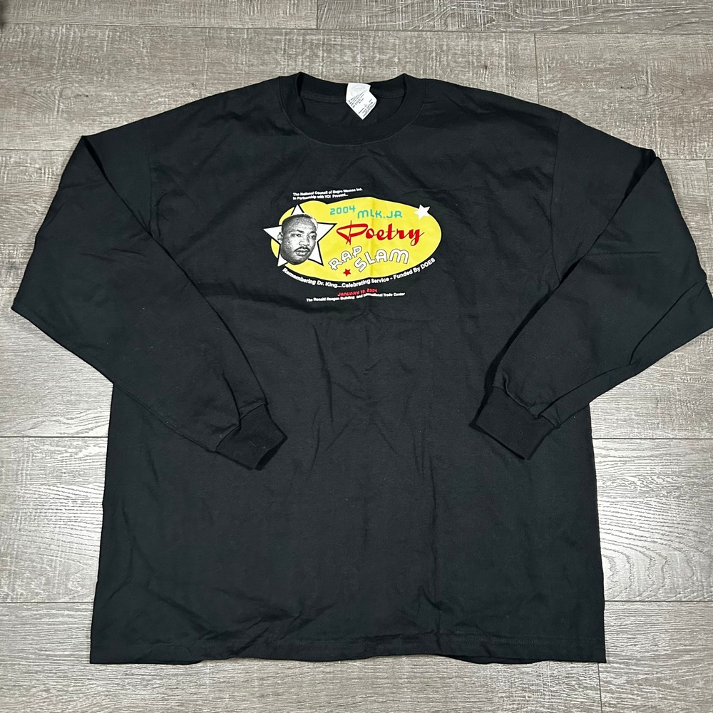 Vintage 2004 MLK Jr Poetry Rap Slam Long Sleeve Shirt Black Delta XL